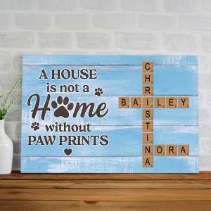 Home With Paw Prints Pet Crossword Puzzle Art - Personalized Poster