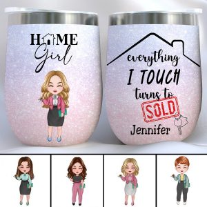 Realtors - Everything I Touch Turns To Sold - Personalized Wine Tumbler - Makezbright Gifts