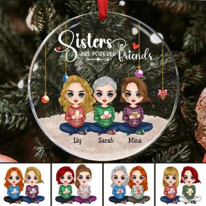Sisters - Sisters Are Forever Friends - Personalized Circle Ornament (TB) - Makezbright Gifts