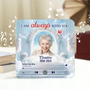 Memorial Upload Photo Heaven Gate Sky Personalized Music Fridge Magnet, Sympathy Keepsake, Remembrance Gift