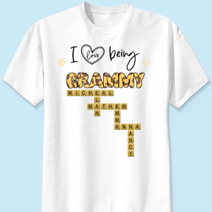 Loving Being A Grandma Leopard Heart acCrossword Puzzle Personalized Shirt