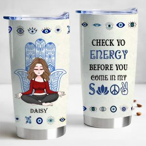 Yoga Lover's Energy Boost Personalized Tumbler - 20oz - Makezbright Gifts